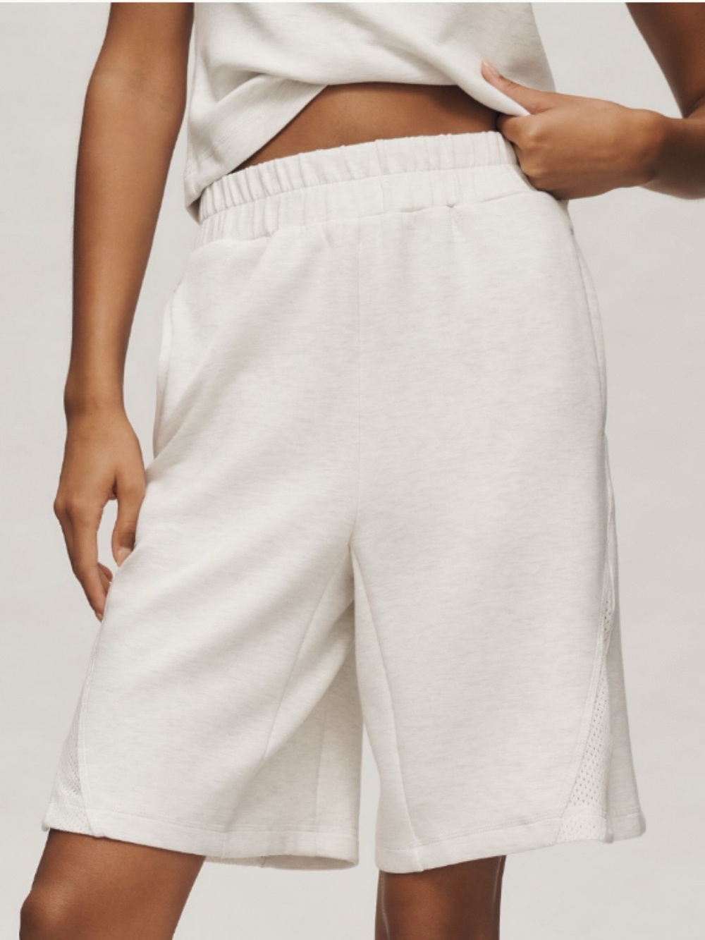 NWT Anthropologie Daily Practice Pull-On Sweat Shorts in Light Grey , L